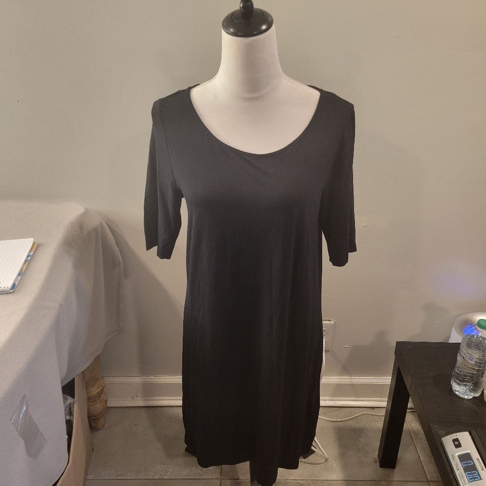 Adrianne Vittadini Black T Shirt Dress Size Large